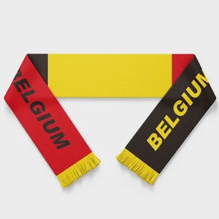 Belgium Flag Soccer Scarf – 100% Polyester, Vibrant Colors, Official Size
