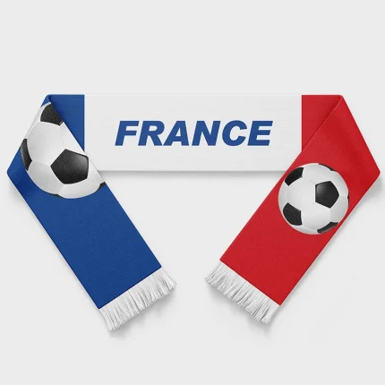 France Flag Soccer Scarf – 100% Polyester, 140x30cm, Official Team Design