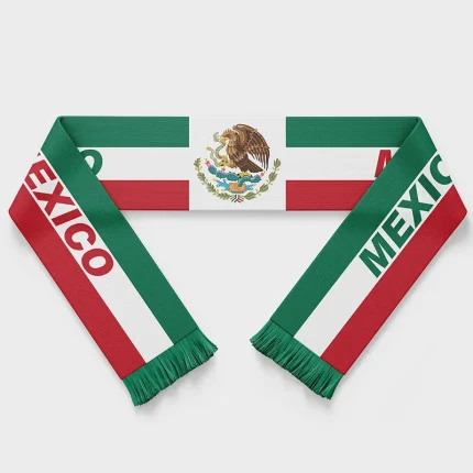 Mexico Flag Soccer Scarf – 100% Polyester, Vibrant Colors