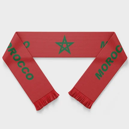 Morocco Flag Soccer Scarf – 100% Polyester, Vibrant Colors