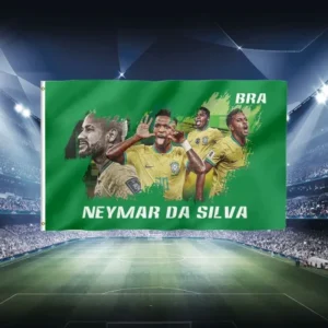 Neymar With Brazil Flag – Premium Polyester, UV-Resistant, 3x5ft