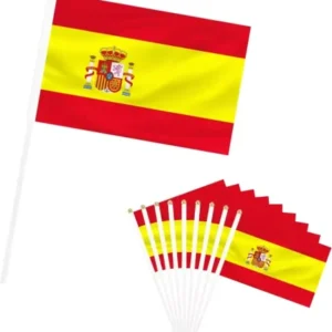 Spain Hand Flag – Durable Polyester, 12x18in